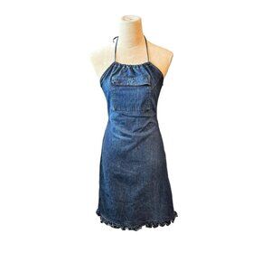VTG Y2K Tommy Hilfiger Jean Denim Overall Dress Women Sz SP Flair Flare 80s 90s